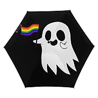 Gay Pride Ghost Windproof Travel Umbrella 5 Folding Waterproof Compact Rainbrella for Men Women