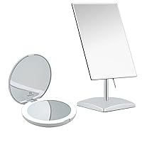 MIRRORVANA Large Tabletop Face Mirror with Stand - True No Magnification Single Sided Mirror for Retail Store, Vanity & Bath Lighted Compact Mirror - Happy Birthday Design (7X/1X, 5