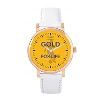 Football Fans Gold for Life Yellow Black Ladies Watch 38mm Case 3atm Water Resistant Custom Designed Quartz Movement Luxury Fashionable