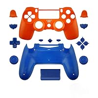 Full Housing Shell Case Cover with Buttons Mod Kit for PS4 Pro Slim for Sony Playstation 4 Dualshock 4 PS4 Slim Pro JMD-040 Wireless Controller Replacement - Orange w/Blue
