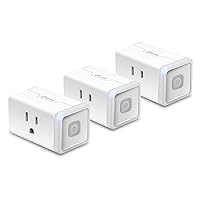 Kasa Smart Plug HS103P3, Smart Home Wi-Fi Outlet Works with Alexa, Echo, Google Home & IFTTT, No Hub Required, Remote Control,15 Amp,UL Certified, 3-Pack , White