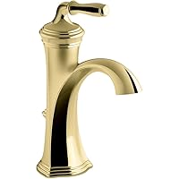KOHLER Devonshire K-193-4-PB Single Handle Single Hole or Centerset Bathroom Faucet with Metal Drain Assembly in Polished Brass