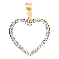 Dazzlingrock Collection Yellow-tone Sterling Silver Womens Round Diamond Heart Outline Pendant 1/6 ctw