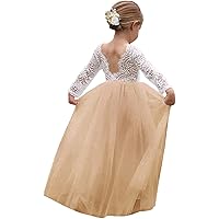 Girl Toddler Full-Length Straight Tulle Tutu Lace Back Party Flower Girl Dress