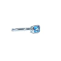 Jewelry set ring stud set earrings for woman girls Blue topaz 6x4 mm