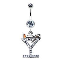 WildKlass Jewelry Happy Penguin Hour Martini 316L Surgical Steel Belly Button Ring
