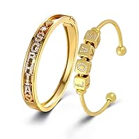 CJYOMY Custom Letter Name Bracelet, Gold Plated Handmade Diamond dice Letter Bead Bracelet Personalized Initial Gold Bracelets for Women Teen Girls Jewelry Gifts, Plastic, Agate