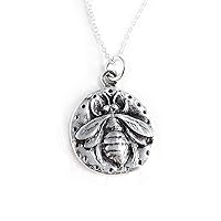 Sterling Silver Queen Bee Pendant Charm Chain Necklace