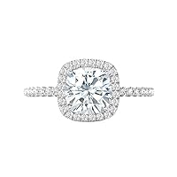 SPEC GOLD 4 CT Cushion Moissanite Engagement Ring Wedding Bridal Ring Sets Solitaire Halo Style 10K 14K 18K Solid Gold Sterling Silver Anniversary Promise Ring Gift
