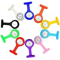 Silicone Nurse Watches for Women, 10 Pcs/Set Nursing Watches for Nurses, Nurse Watches Clip On, Watch for Stethoscope, Portable Badge Nurse Watch with Second Hand, Lapel Pocket Quartz Watch
