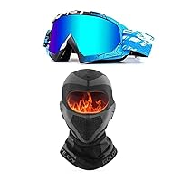 Goggles and Mask OTG Ski Snow Goggles, UV Protection Anti Fog Snowboard Goggles for Men Women Youth, Ski Mask, Balaclava Winter Full Face Mask for Men and Women Cold Weather Gear