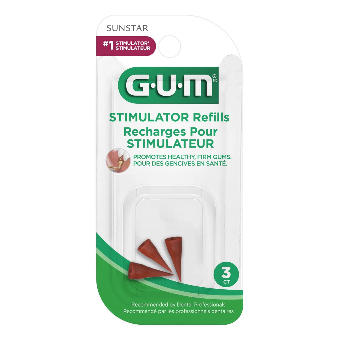GUM - 601RQA Stimulator Rubber Tip Refills, 3 Count (Pack of 2)
