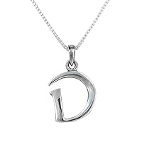 Sterling Silver Initial Charm Necklace, Letter D