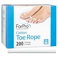 ForPro Cotton Toe Rope, Pedicure Toe Separator, Lint-Free, Biodegradable Cotton, 6” L, 200-Count