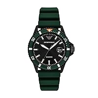 Emporio Armani Three-Hand Date Green Silicone Watch (Model: AR11464)