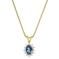 Rylos Necklaces For Women 14K Yellow Gold - June Birthstone Pendant Necklace Simulated Alexandrite 6X4MM Color Stone Gemstone Jewelry For Women Gold Necklace