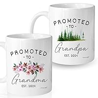 Promoted To Grandparents Grandma And Grandpa 2024 Mugs, Pregnancy Announcement For Grandparents Mug Set, Grandma And Grandpa Announcement Gifts, Grandparents Baby Announcement Christmas Gift