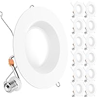 Sunco 12 Pack Retrofit LED Recessed Lighting 6 Inch, 4000K Cool White, Dimmable Can Lights, Baffle Trim, 13W=75W, 1050 LM, Damp Rated - ETL