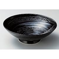 Noodle Plate, Pasta Plate, Jet Black Silver Sai 8 Square High Base Pot, 9.5 x 3.2 inches (24.2 x 8.2 cm), Japanese Tableware, Sake Cup, Restaurant, Inn, Commercial Use