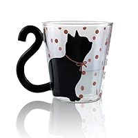 Glass Coffee Mug Beverage Milk Cup Christmas Birthday Cat Tail