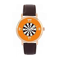 Orange Roman Numerals Dartboard Watch Ladies 38mm Case 3atm Water Resistant Custom Designed Quartz Movement Luxury Fashionable