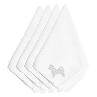 Caroline's Treasures BB3436NPKE Maltese Embroidered Napkins Set of 4 Napkin Cloth Washable, Soft, Durable, Table Dinner Napkins Cloth for Hotel, Lunch, Restaurant, Weddings, Parties