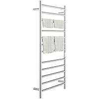 VEVOR Heated Towel Rack, 12-Bar Towel Warmer Rack, Wall Mounted Electric Towel Warmer, Electric Towel Drying Rack with Timer, Polished Stainless Steel Heated Towel Warmer for Bath, Plug-in/Hardwired