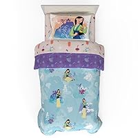 Franco Disney Princess Mulan Kids Bedding Super Soft Microfiber Comforter and Sheet Set, 4 Piece Twin Size, (Official Licensed Product)