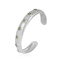 Citrine, Peridot, Labradorite Gemstone Cuff Bangle Bracelet for Women Adjustable Cuff Bangle in 925 Sterling Silver Handmade Minimalist Jewelry