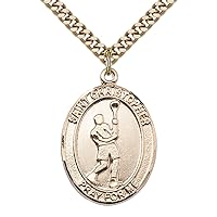Jewels Obsession St. Christopher Lacrosse Pendant | Gold Filled St. Christopher Lacrosse Pendant - 24