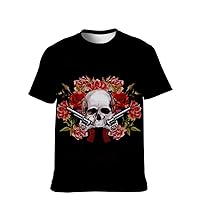 Novelty-Tshirt Mens Cool-Tees Trendy-Novelty Graphic Short-Sleeve Vintage Skull Hip-Hop Top Classic Vintage Teenager Fashion