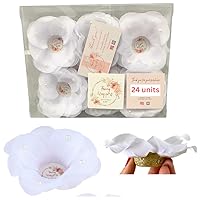 Pack of 24 - Luxurious Fabric Flower Truffle Wrappers with Pearls| Wedding Favors | Mini Dessert Cups| Brigadeiro Forminhas Para Brigadeiro | brigadeiros liners | Truffle Packaging White