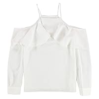 Womens Cold Shoulder Knit Blouse, White, XX-Large