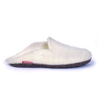 Kids Indoor Shoe, Wool Slippers with Leather Sole, Denim