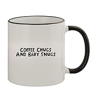 Coffee Chugs And Baby Snugs - 11oz Ceramic Colored Rim & Handle Coffee Mug, Black