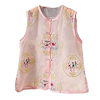 Spring and Summer Chinese Style Embroidery Organza Vest Top Women Elegant Loose Lady Shirt