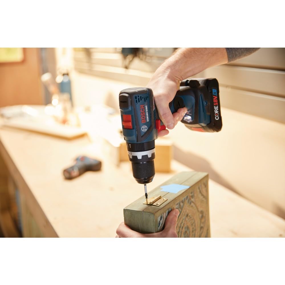 BOSCH GSB18V-535CB25 18V EC Brushless Connected-Ready 1/2 In. Hammer Drill/Driver Kit with (2) CORE18V® 4 Ah Advanced Power Batteries