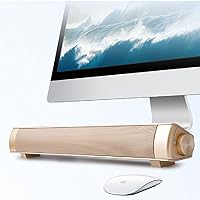 Powerful Portable Soundbar for iMac MacBook PC iPhone Bluetooth 3.0 +EDR, Speakerphone, Powerful 1800mAh Lithium Battery, Super Bass, 3D Stereo Surround Sound 2.0 Channel, Home Cinema System (Gold)