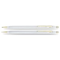 Cross Classic Century Refillable Medium Ballpoint Pen And 0.7mm Pencil Set, Includes Premium Gift Box - Medalist Chrome