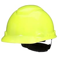 3M Hard Hat SecureFit H-709SFR-UV, Hi-Vis Yellow, Non-Vented Cap Style Safety Helmet with Uvicator Sensor, 4-Point Pressure Diffusion Ratchet Suspension, ANSI Z87.1