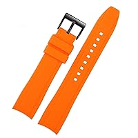 for Rolex Longine Citizen BN0193 Curved Interface Silicone watchband Strap 19mm 20mm 22mm 21 Man Soft Bracelet Accessories (Color : Orange Black, Size : 22mm)