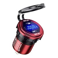 Metal 45W USB C Type C PD Fast Car Charger with Voltage/Power Display for SUV Motorcycle Truck Boat Bus ATV