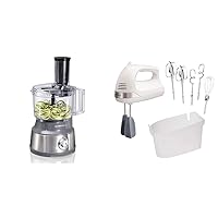 Hamilton Beach Food Processor & Vegetable Chopper for Slicing, Shredding, Mincing, and Puree & 6-Speed Electric Hand Mixer with Whisk, Dough Hooks and Easy Clean Beaters