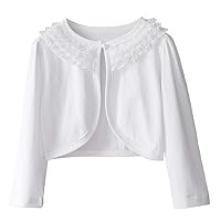 Girl Lace Bolero Cardigan Shrug - Toddler Girl Long Sleeve Lace Flower Shrug Sweater 5-6T White