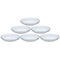 ADERIA 285 Plain Small Plates, Set of 6, Made in Japan, Salad Bowl, Dish, Bowl, Plate, Stylish, Glass, Deep Plate, Small Bowl, Living Alone, Cooking, Pasta, Living for Two People, Cake, Transparent,