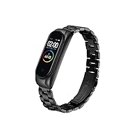 Watch Accessories Strap Suitable for Mi Band 4 Band4 Man Woman Exquisite High-end Stainless Steel Sweatproof Bracelet (Color : Black)