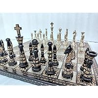 The Exquisite Carved Brass Chess Set Solid Metal Combo Chess Pieces & Metal Brass Board Luxury Chess Set