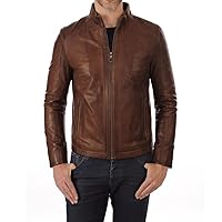 Men Leather Jacket New 100% Genuine Soft Lambskin Slim Biker Bomber Coat SKML55