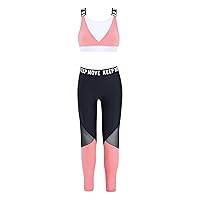 2pcs Girls Activewear Tracksuit Gym Sports Bra Top with Athletic Leggings Set Workout