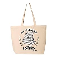 My Weekend Is All Booked Zippered Tote Bag - Great Presents - Book Lover Presents